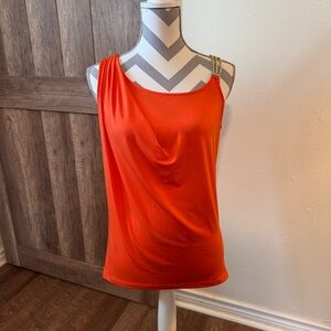 Michael Kors tangerine color sleeveless blouse gold chain strap orange top toga
